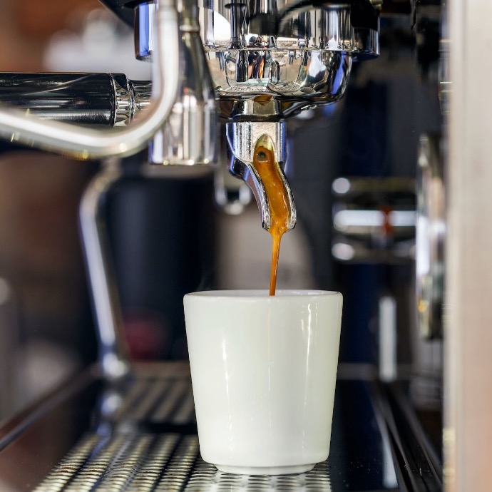 Espresso machine making an espresso coffee