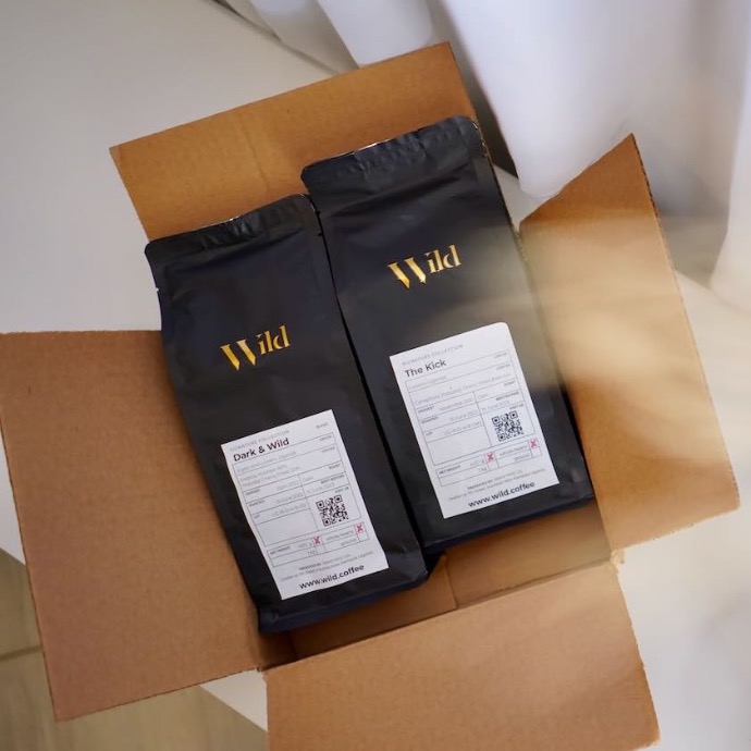 Subscription box with two bags of coffee