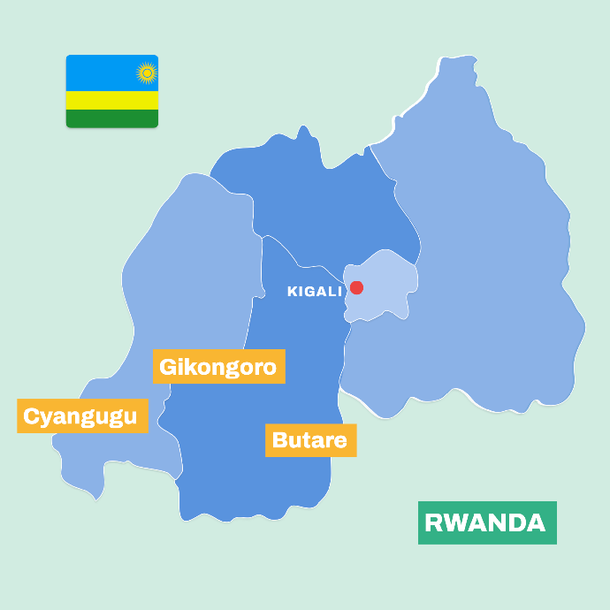 Rwanda map of coffee regions