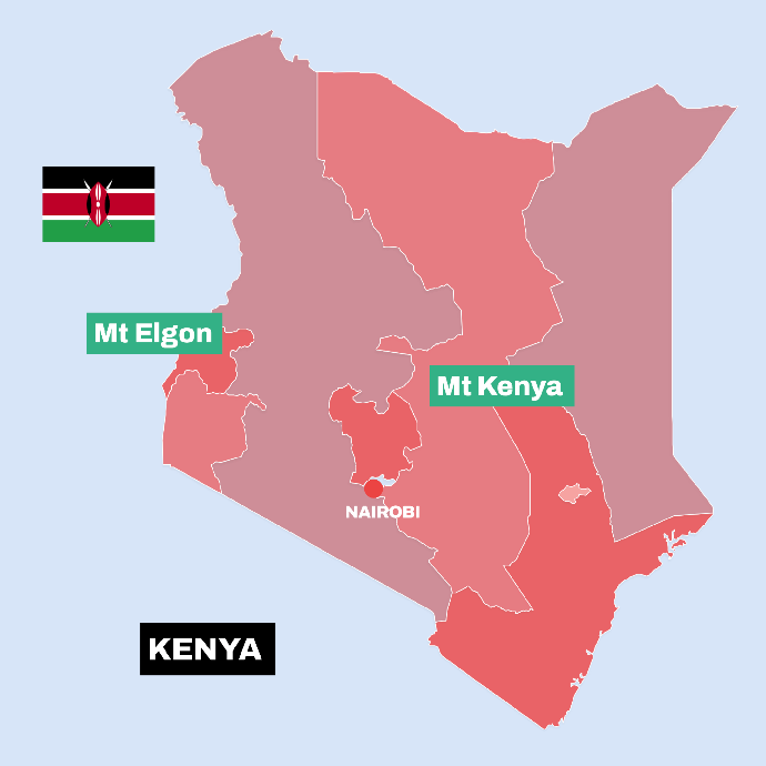Kenya map of coffee regions